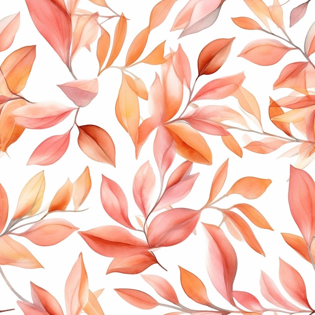 Peach leaves pattern isolated