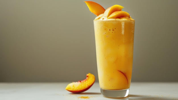 Peach Mango Milkshake On White Background