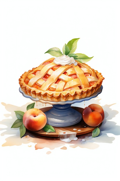 Peach Pie Watercolor Art Graphics