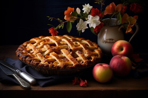 Peach Pie with Decorative Cutouts