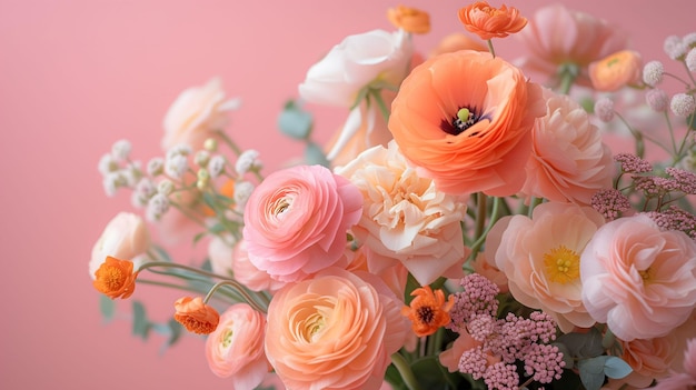 Peach and Pink Blossoms Creating a Delicate Floral Display