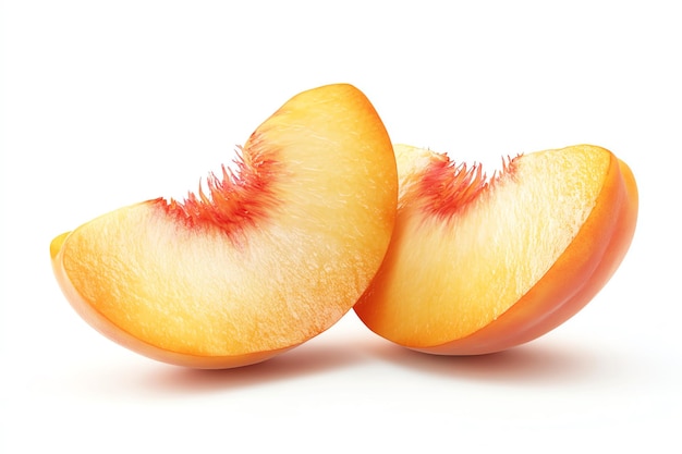 Peach realistic fruit healty food isolated on a white background