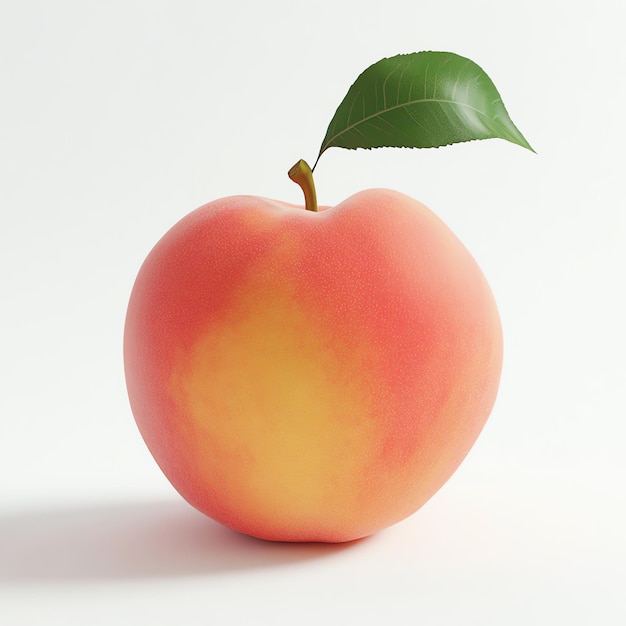 Peach realistic fruit isolated on a white background