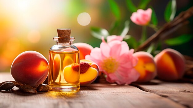 peach seed oil in a bottle Generative AI Spa