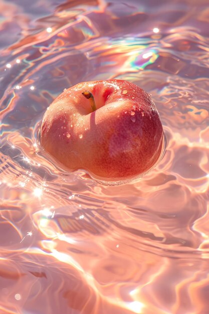 peach on the sparkling peach water