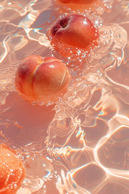 peach on the sparkling peach water