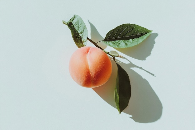 Peach with a gentle shadow slightly offcenter on a white background