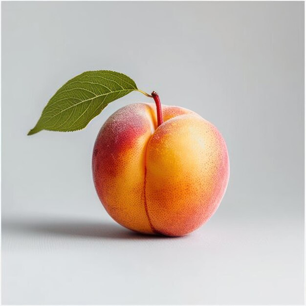 Photo a peach with visible stem on a white background