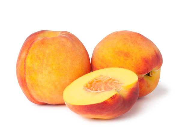 Peaches on a white backgroundand with soft shadow