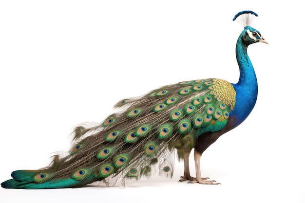 Peacock animal bird white background