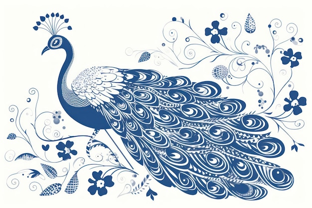 Peacock art pattern sketch