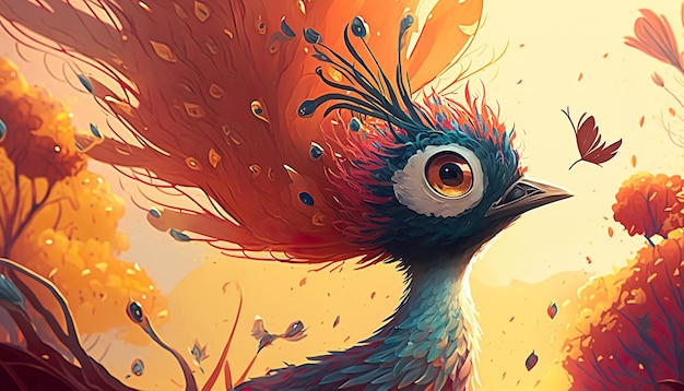 Peacock Creative illustration Ai Generate