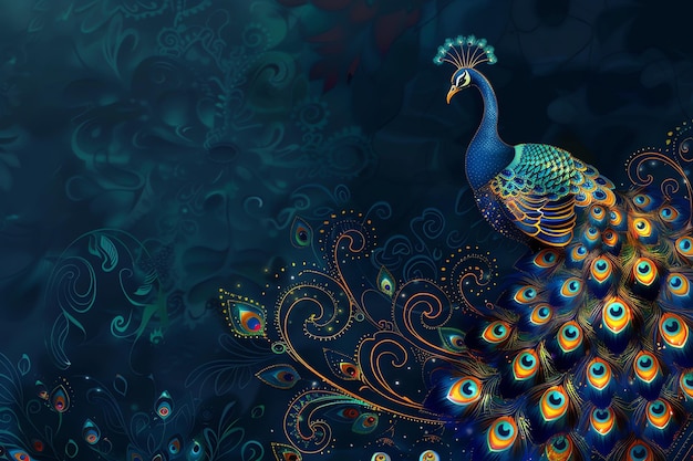 peacock diwali background for greeting card