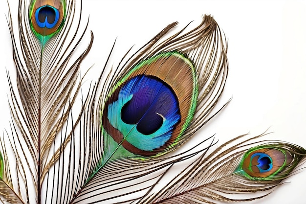 Peacock feather closeup in high resolution Bright feather closeup isolated