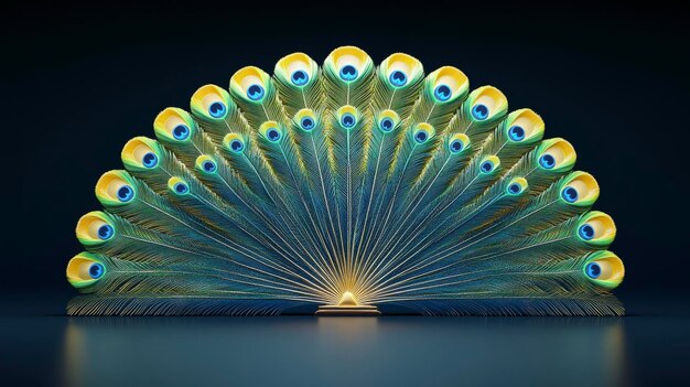 Photo peacock feathers arranged in a fan bright colors dark backdrop