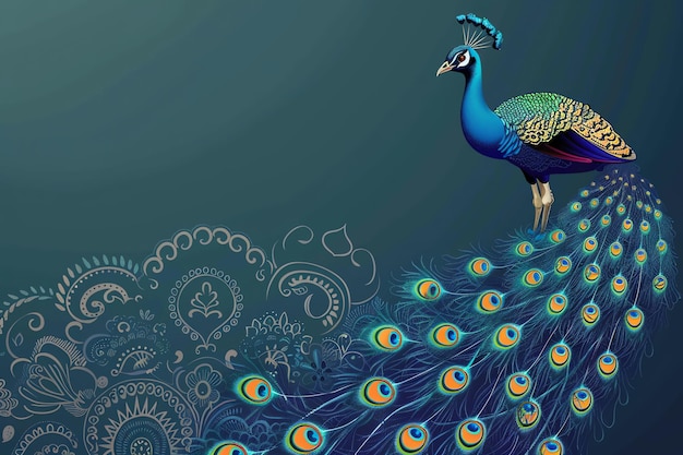 Peacock indian illustration background