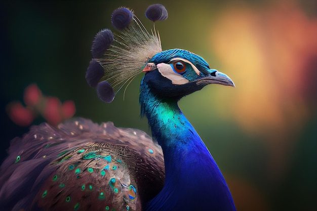 Peacock portrait of a beautiful bird Generative AI