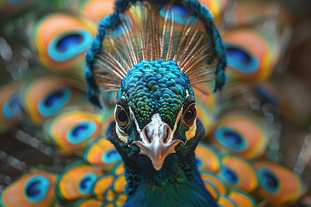 Peacock Portrait with Stunning Feather Detail