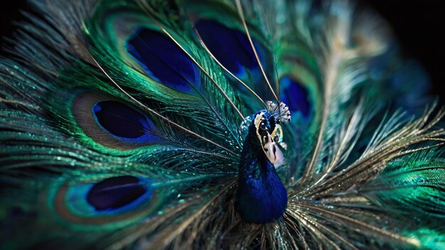 Peacock showcasing its vibrant feathers