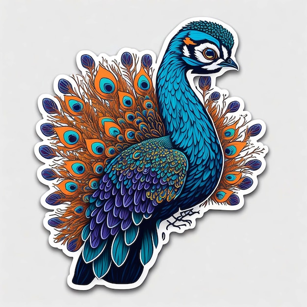 Peacock sticker illustration