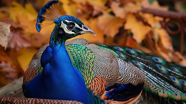 Photo a peacock with a blue head and a green head