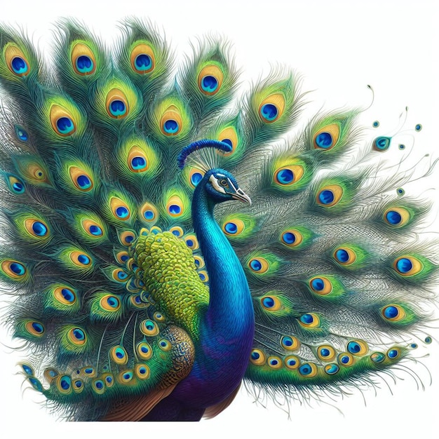 a peacock with a peacock on his back is shown in this picture