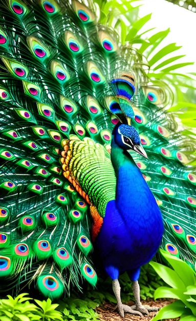 a peacock with a peacock on its back is shown in a picture