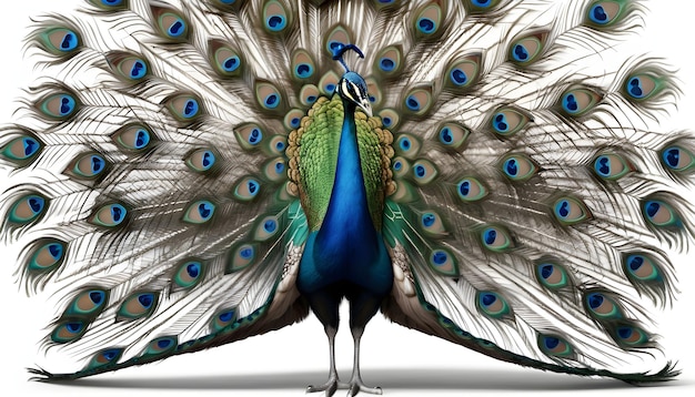 a peacock with a peacock on its back is shown with a peacock feather