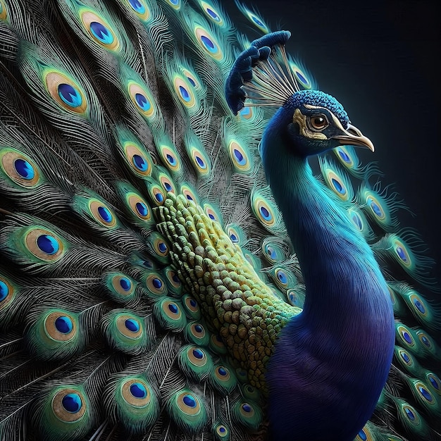 A peacock with a peacock on its back