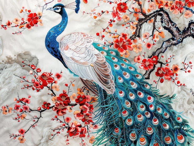 Peacocks in Chinese paintings art pieces