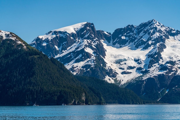 Peak of mountain overlooking Seward in Alaska