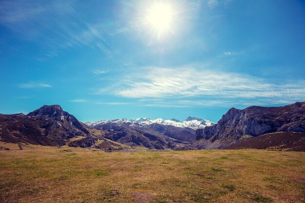 Peaks of Europe Picos de Europa National Park A glacial Lake Ercina Asturias Spain Europe