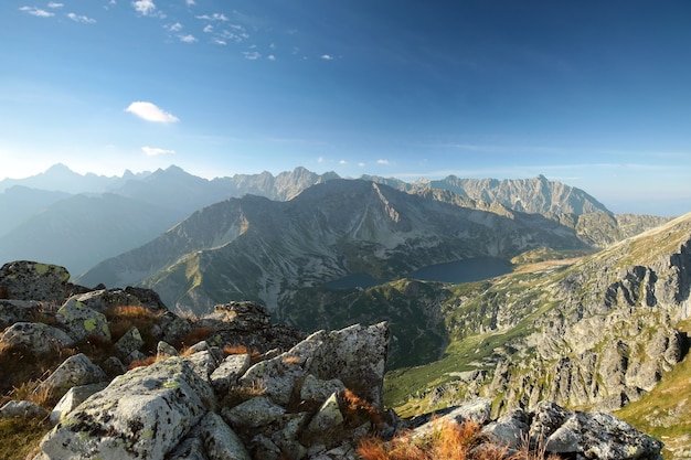 Peaks in the Tatra Mountains during sunrise