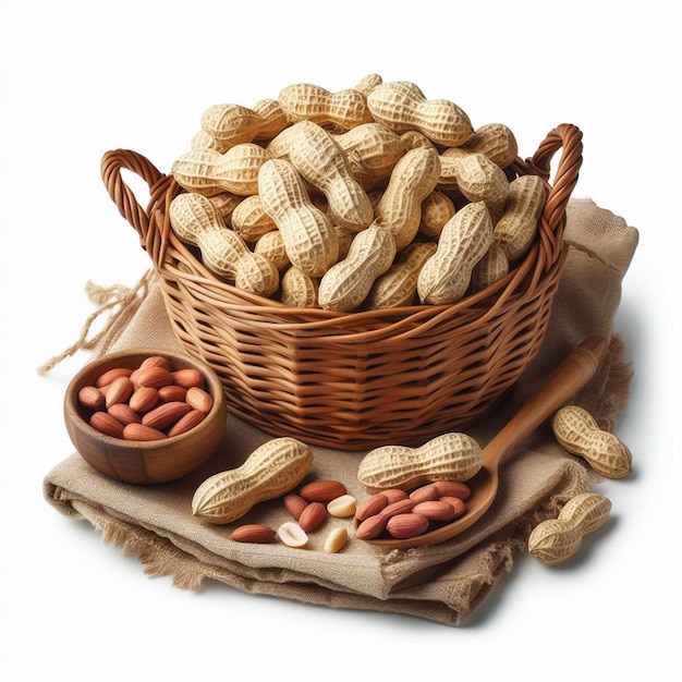 peanut basket on white background