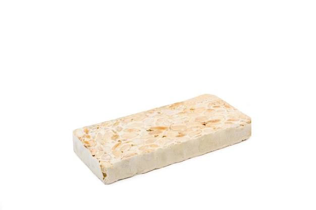 A peanut sweet nougat on a white background with copy space