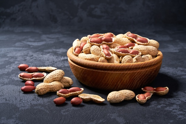 Peanut  in wooden bowl