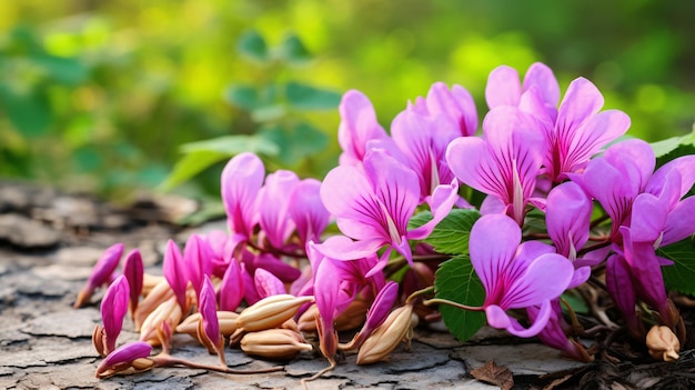 Peanuts heap with leaves and flower