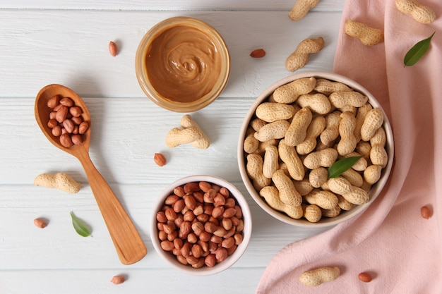 Peanuts on a light background closeup nuts