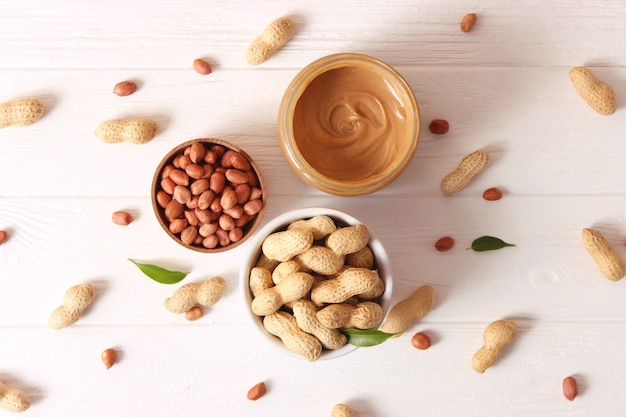 Peanuts on a light background closeup nuts