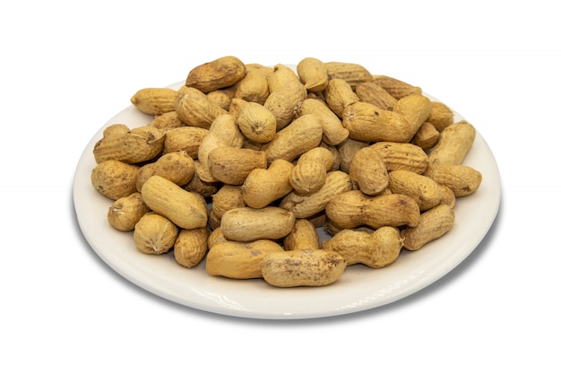 peanuts roasted on white isolated background