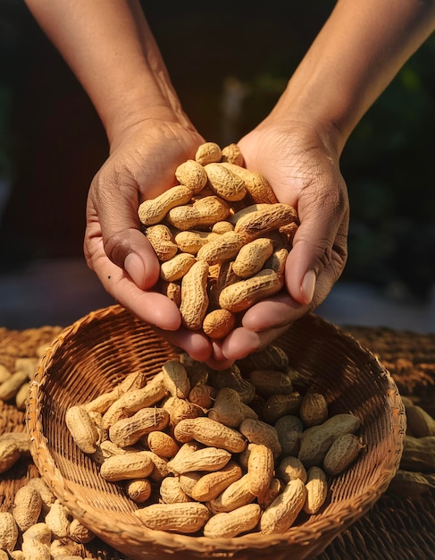 peanuts trees on plantation close up hand selected The best peanuts are still fresh and ready to be harvested