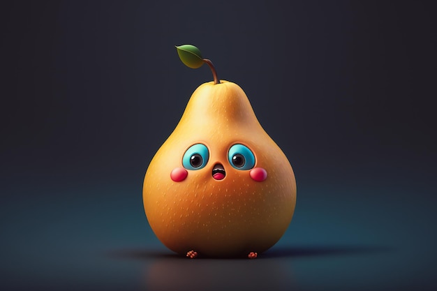 Pear character with a funny expression