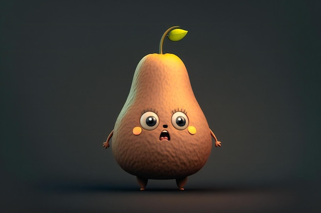 Pear character with a funny expression