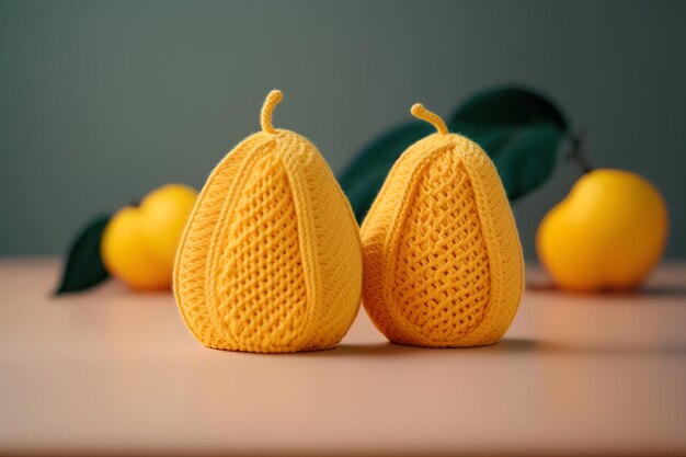 pear fruit shape crochet art illustration full of color