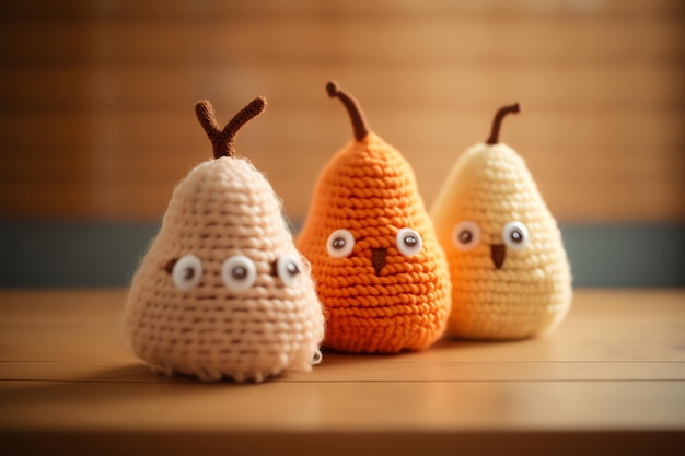 pear shape crochet art illustration full of color