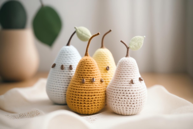 pear shape crochet art illustration full of color