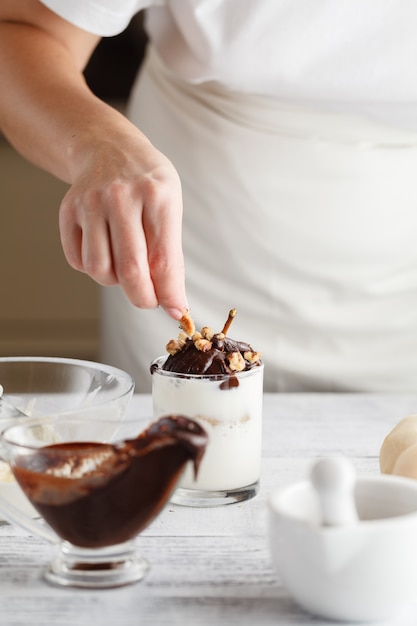 Pear tartlets with cream and gentle cooking process