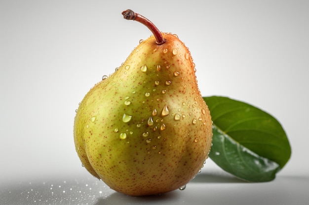 A pear with water drops on it