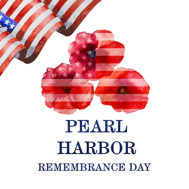 Pearl Harbor Remembrance Day. Greeting inscription. National holiday