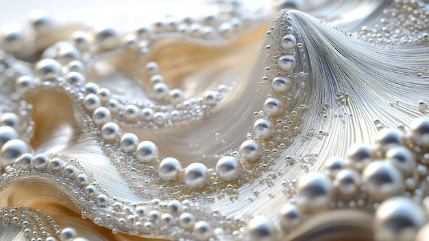 Photo a pearl necklace is displayed in a glass bowl